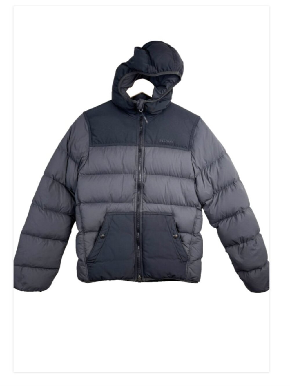 Filson Women Featherweight Down Jacket S Faded Black Gray Goose Down Hood Pocket
